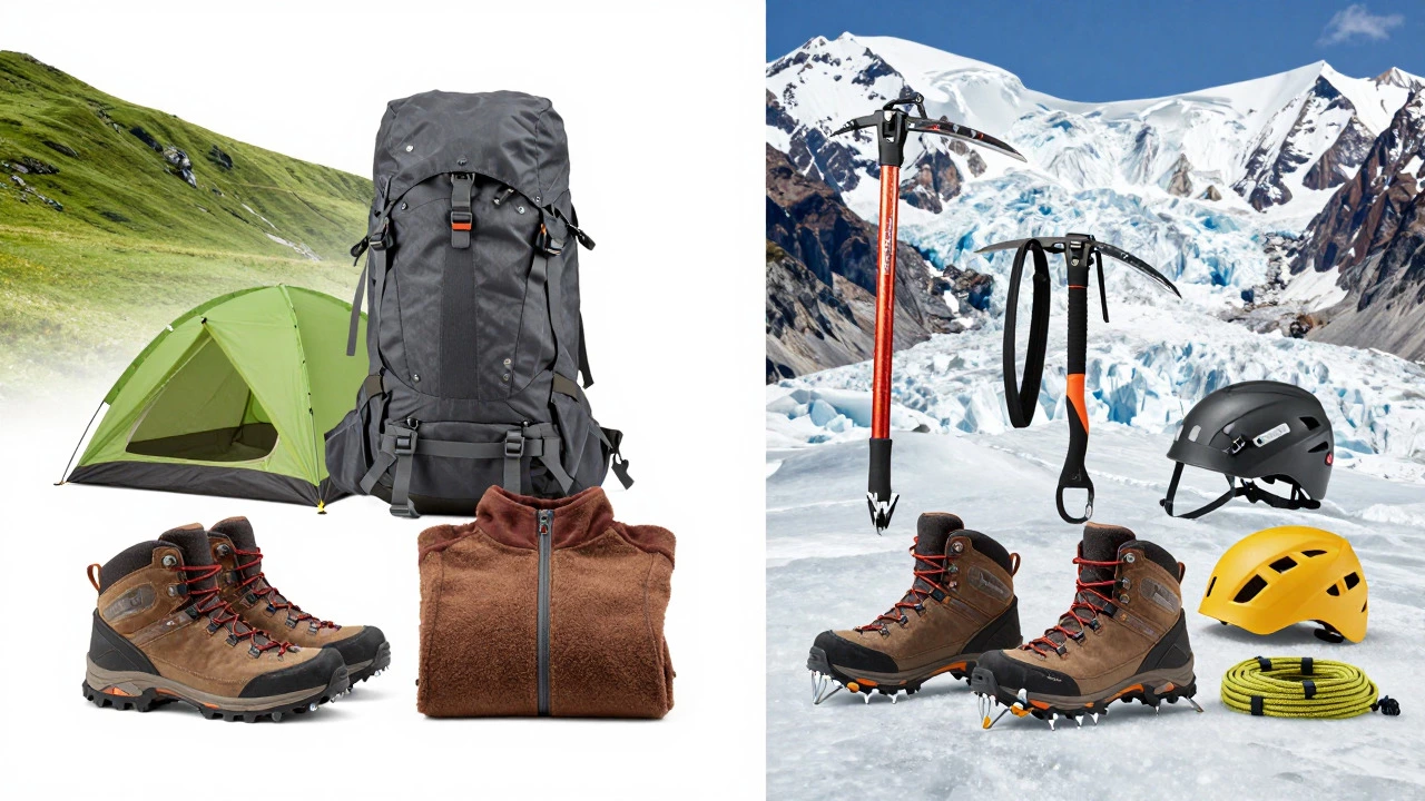Comparison of trekking backpacks vs mountaineering gear