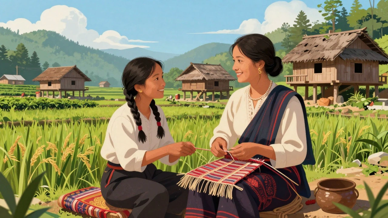 Solo traveler connecting with local villagers in rural Northeast India